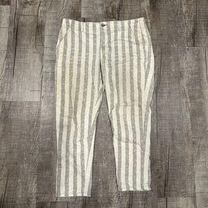 Free People Gray White Striped Ankle Pants Size 26 Boho Casual Beach Summer Wear
